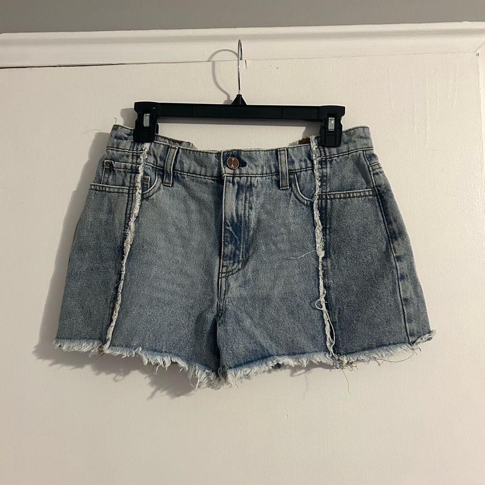 Denim Frayed Hem Women Shorts